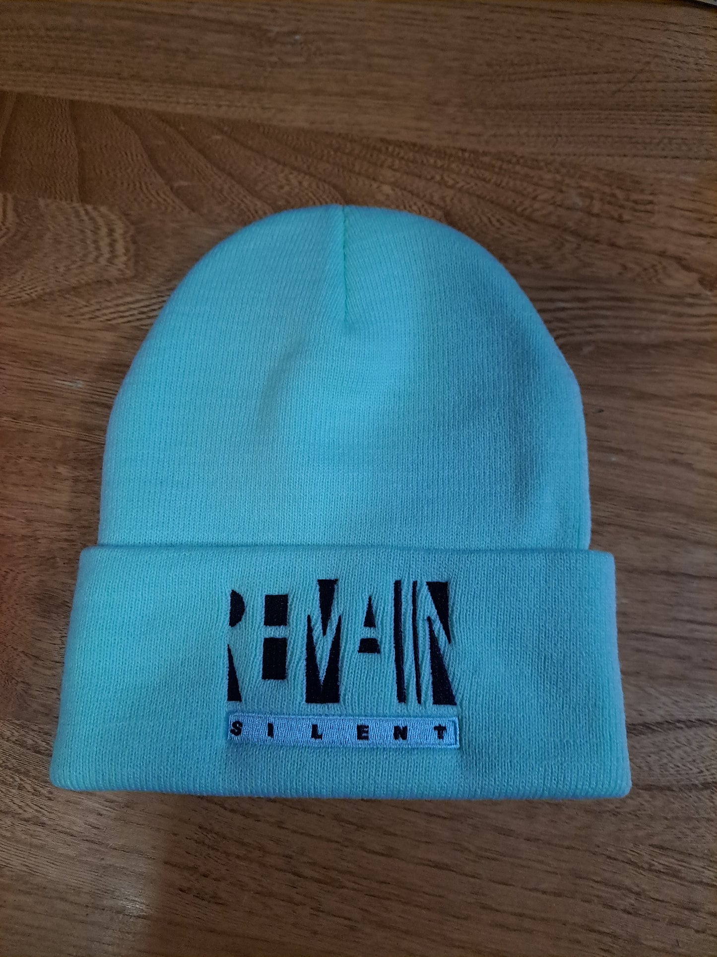 Remain Silent Embroidered Fold Over Stocking Caps