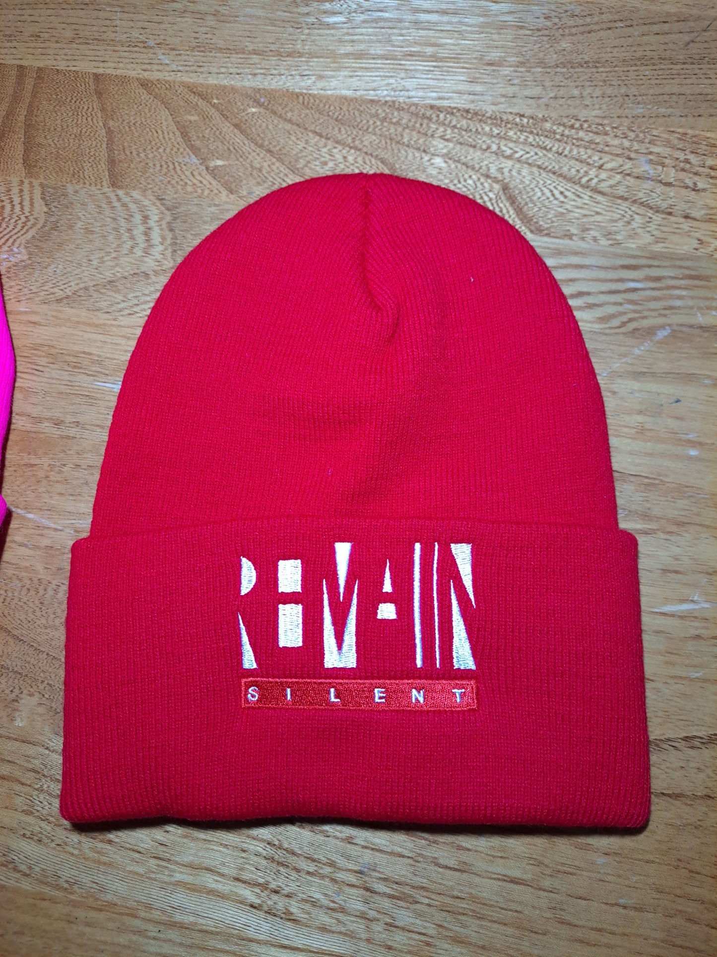 Remain Silent Embroidered Fold Over Stocking Caps