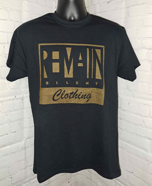 Remain Silent Tag Logo Shirt - Gold Ink