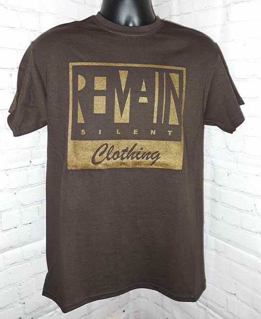 Remain Silent Tag Logo Shirt - Gold Ink
