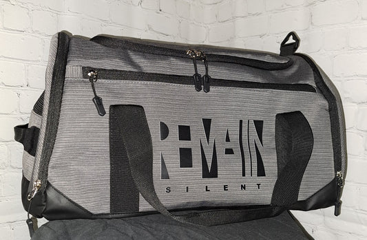 Remain Logo Gym Bag | Gray Gym Bag | Remain Silent Clothing